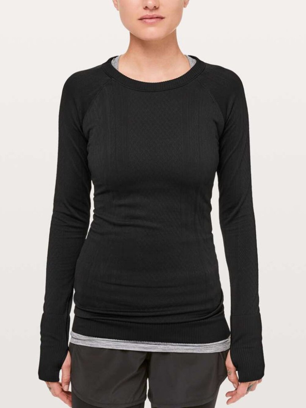 Lululemon Black Seamless Rest Less Pullover w/ Thumbholes